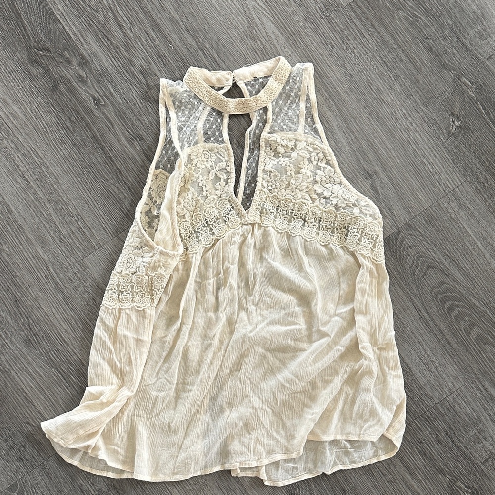 American Eagle Cream Lace Women's Top